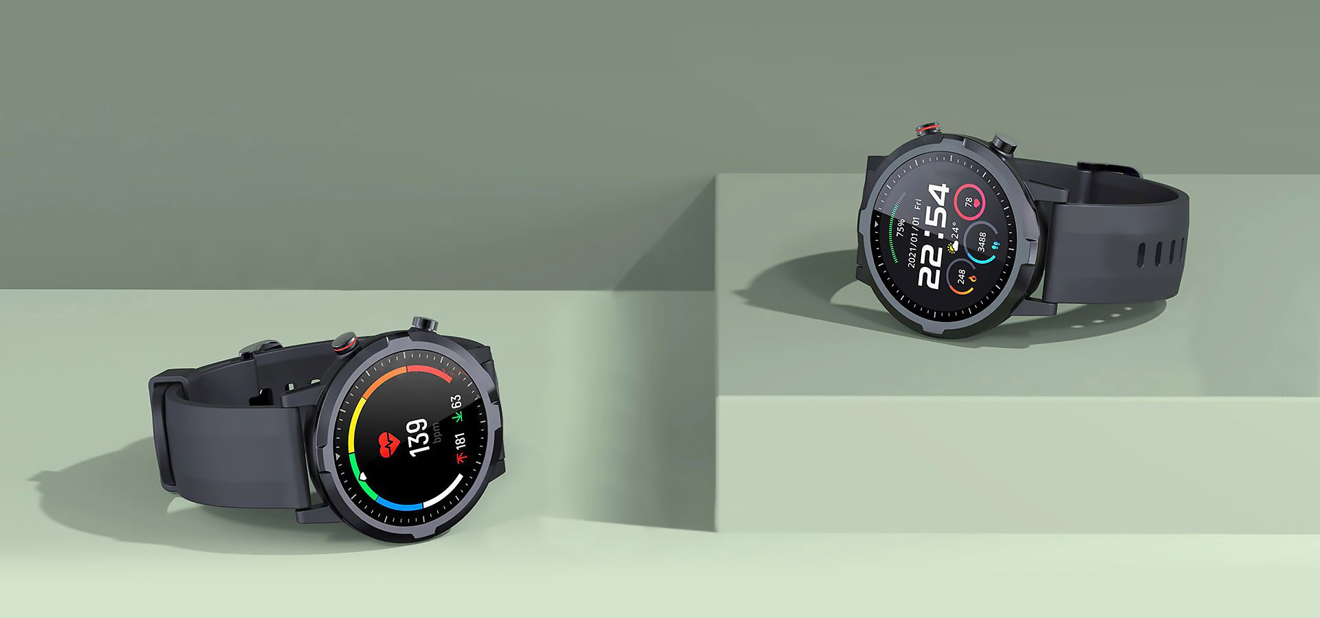 Haylou RT LS05S Dois relógios inteligentes em verde