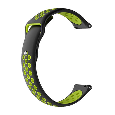 Black/Green dual color hole reverse buckle silicone band for Haylou LS02