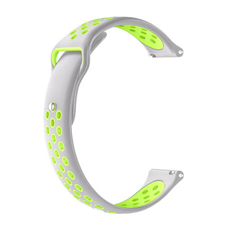 White/Green dual color hole reverse buckle silicone band for Haylou LS02