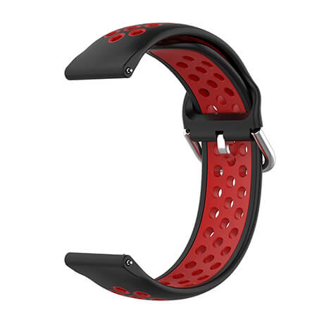 Black/Red dual color hole silicone watch band for Haylou LS02