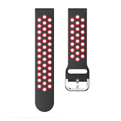 Black/Red dual color hole silicone watch band for Haylou LS02