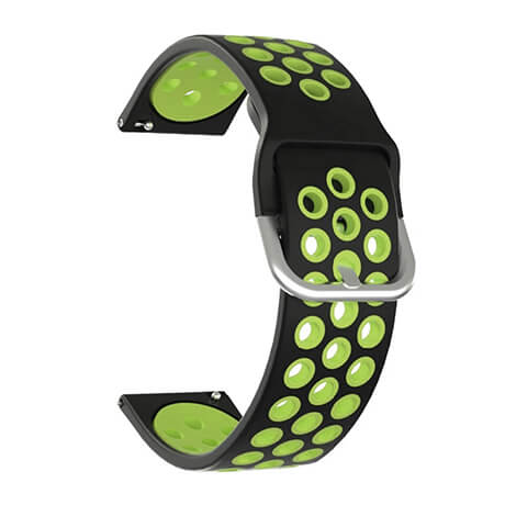 Black/Green dual color hole silicone watch band for Haylou LS02