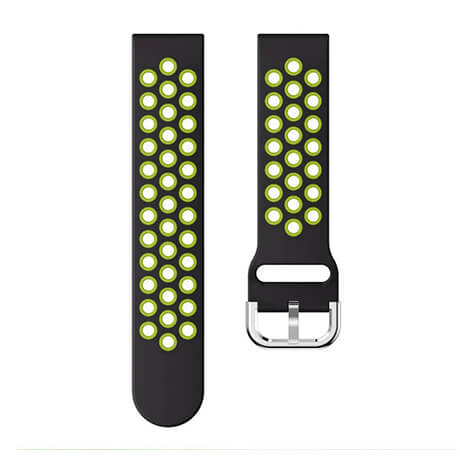 Black/Green dual color hole silicone watch band for Haylou LS02