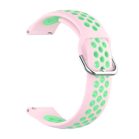 Pink/Green dual color hole silicone watch band for Haylou LS02