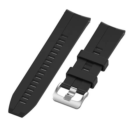 Black Bakeey 22mm cross grain silicone watch band for Haylou Solar