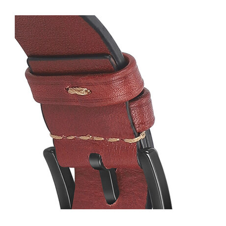 Wine Red genuine leather watch strap for Haylou Solar LS05