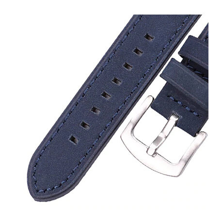 Blue/Silver genuine cowhide leather band for Haylou Solar
