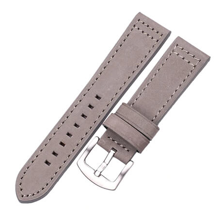 Gray/Silver genuine cowhide leather band for Haylou Solar