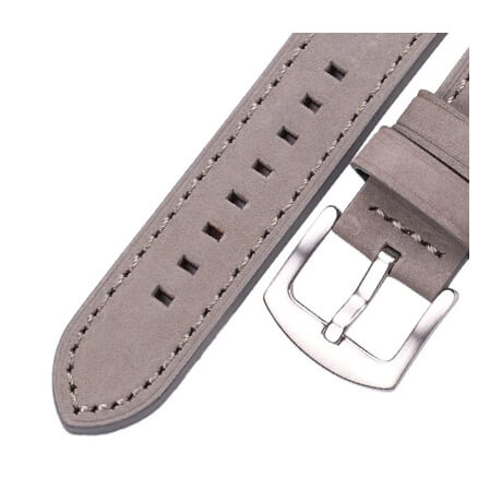 Gray/Silver genuine cowhide leather band for Haylou Solar
