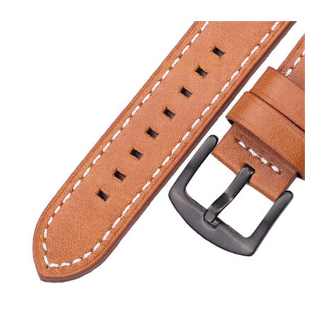 Brown/Black genuine cowhide leather band for Haylou Solar