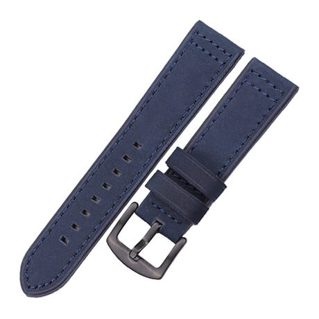 Blue/Black genuine cowhide leather band for Haylou Solar