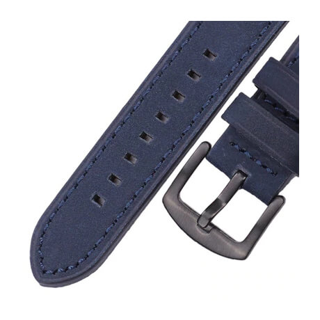 Blue/Black genuine cowhide leather band for Haylou Solar