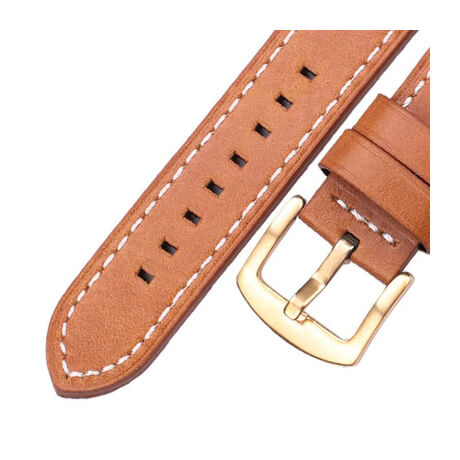 Brown/Gold genuine cowhide leather band for Haylou Solar