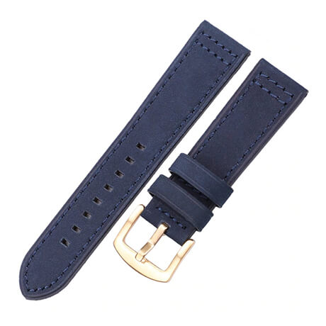 Blue/Gold genuine cowhide leather band for Haylou Solar