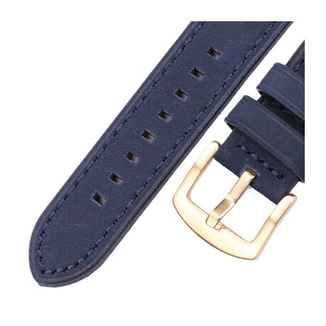 Blue/Gold genuine cowhide leather band for Haylou Solar