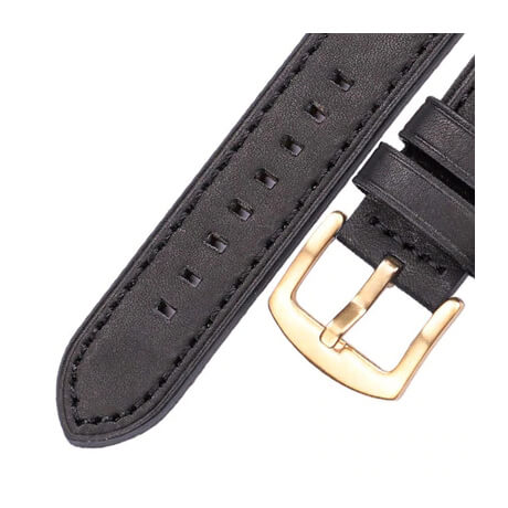 Black/Gold genuine cowhide leather band for Haylou Solar