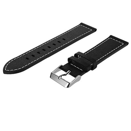 Black leather watchband strap for Haylou Solar