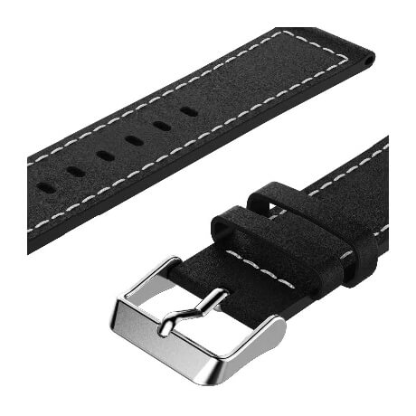 Black leather watchband strap for Haylou Solar