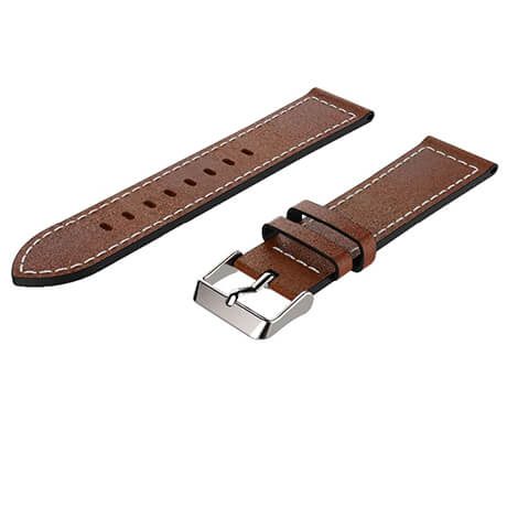 Brown leather watchband strap for Haylou Solar