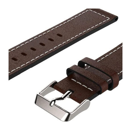 Coffee leather watchband strap for Haylou Solar