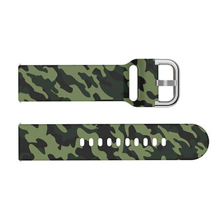 Green camouflage pattern silicone watch band for Haylou Solar