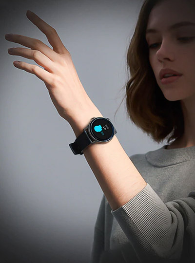 Haylou GS Displays a breath exercises screen on a person's wrist