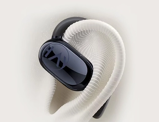 Black Haylou Earhook 1 in the ear