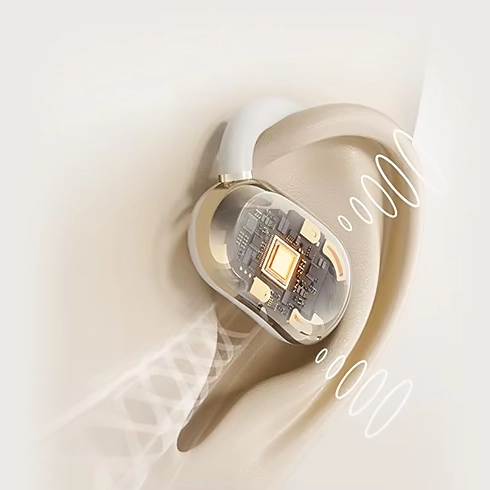 White Haylou Earhook 1 in the ear