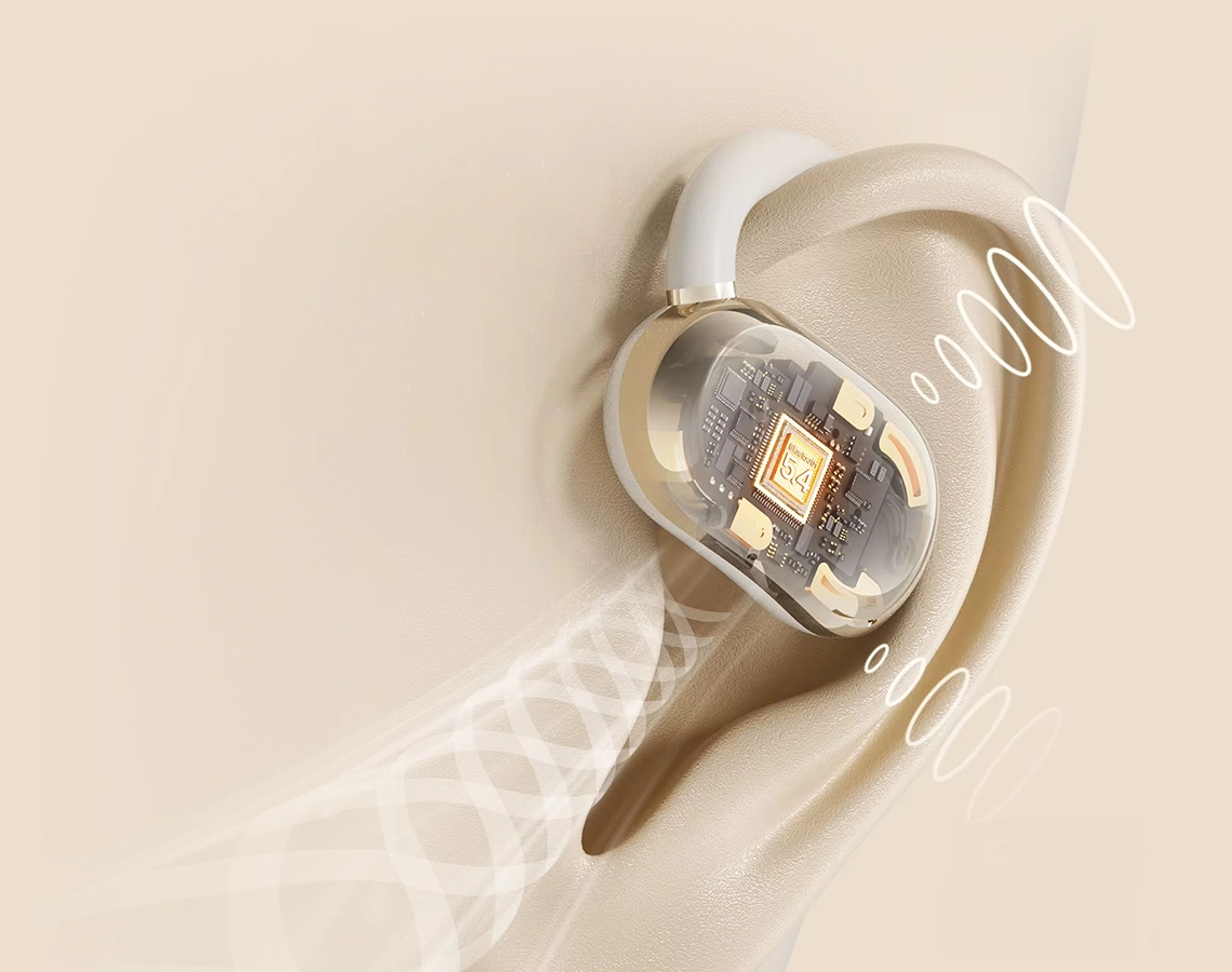 White Haylou Earhook 1 in the ear