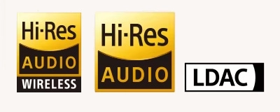 Hi-Res Audio Wireless and LDAC logos