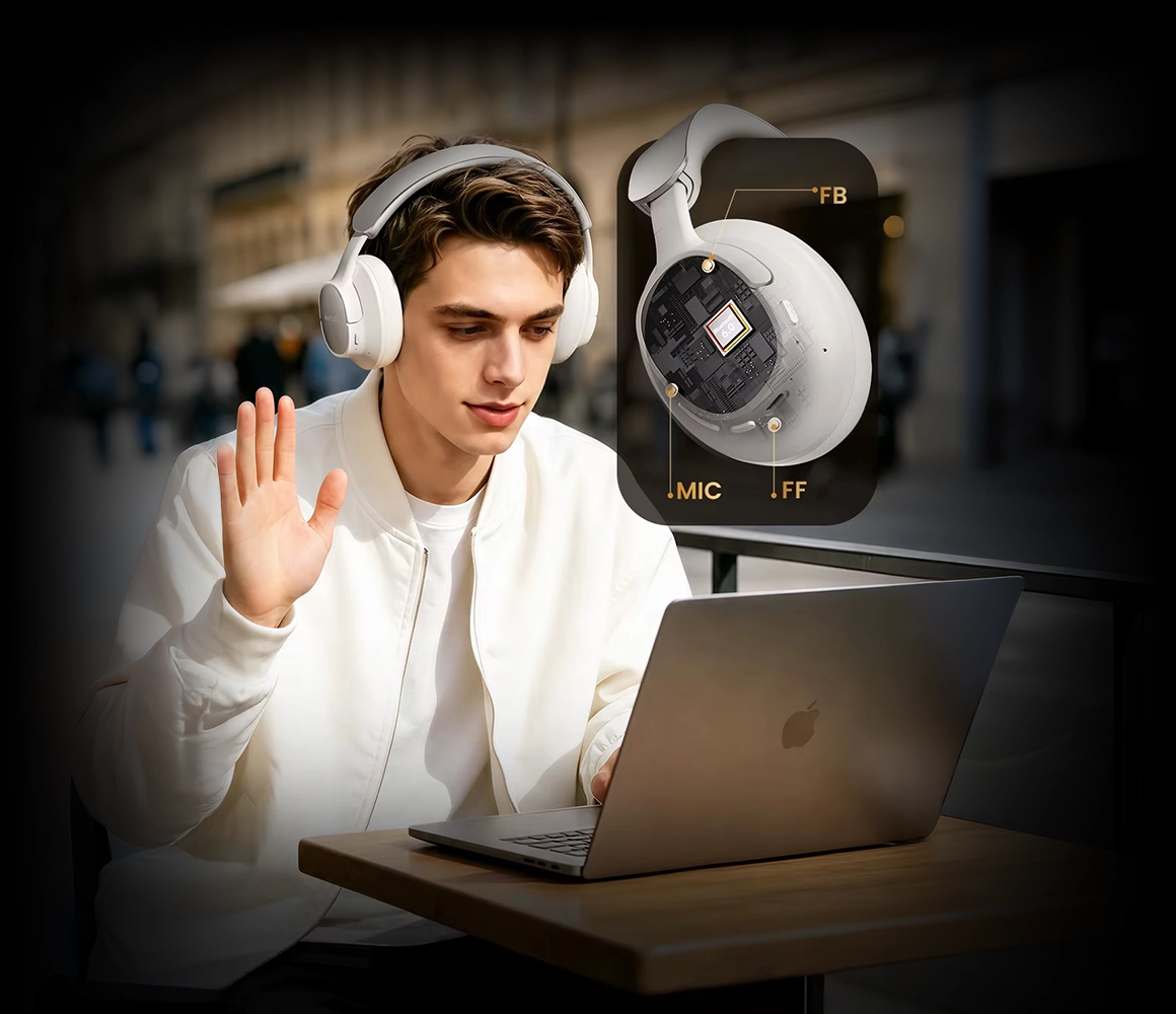Man using HAYLOU FlowLoop S33 for calls