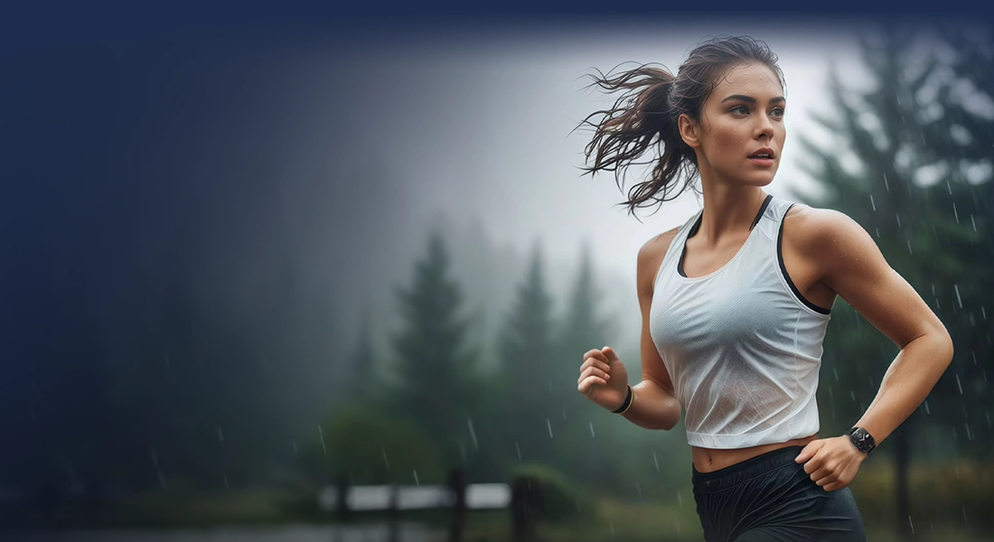 Running woman uses Haylou Iron Neo