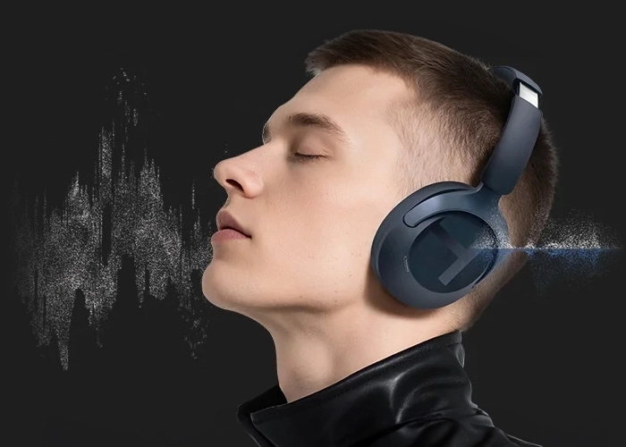 Immersive audio with Haylou S40 headphones on male model