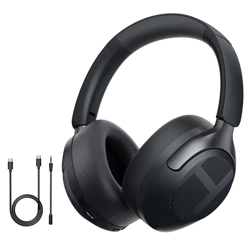 Navy Blue Haylou S40 headphones with accessories