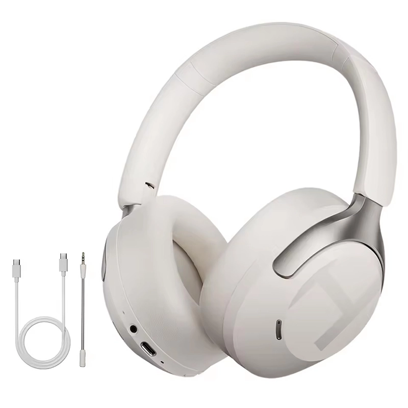 Beige Haylou S40 headphones with accessories