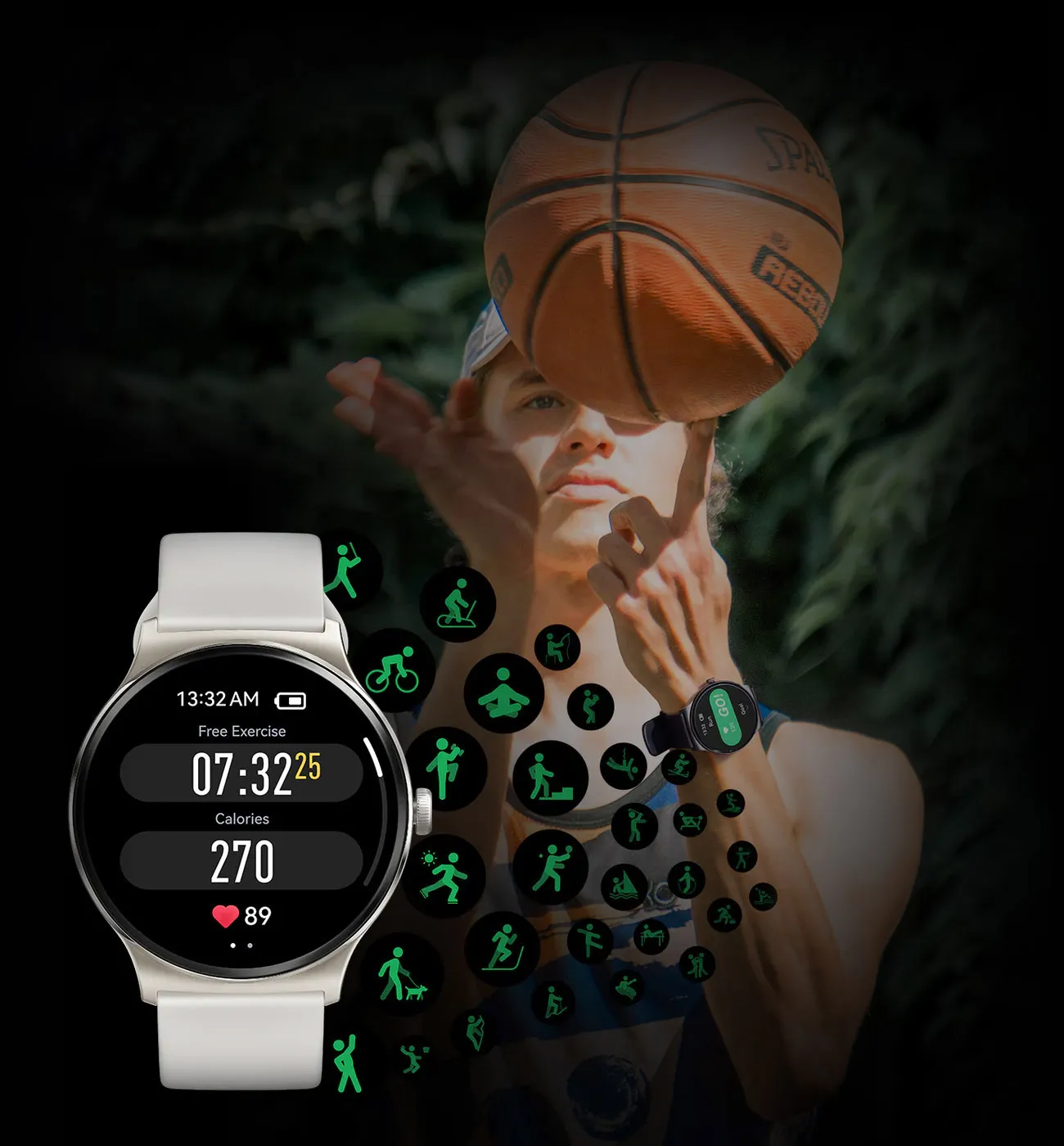Haylou Solar Lite on the wrist of a basketball player