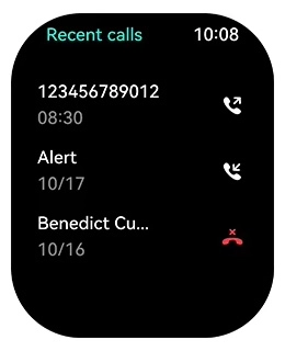 HAYLOU Watch S6 Recent calls screen