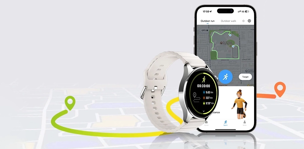 Haylou Watch 4S with GPS tracking on phone