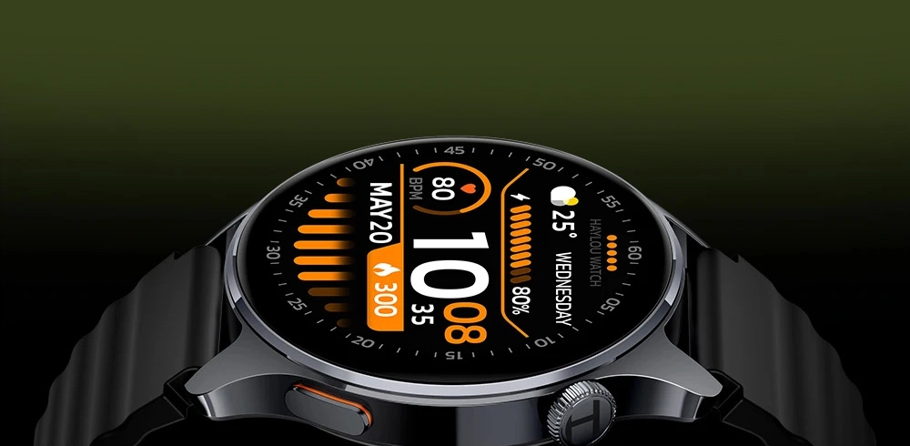 Haylou Watch 4S close-up of watch face with health data