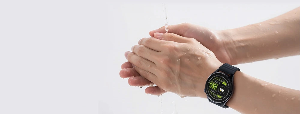 Haylou Watch 4S worn while washing hands