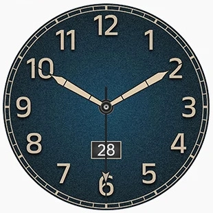 Classic blue analog watch face with date