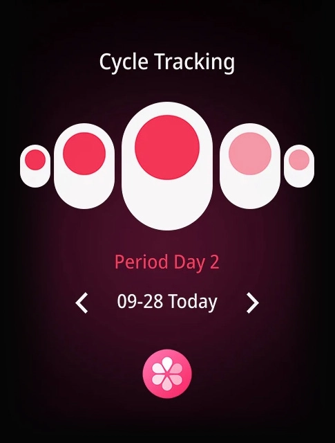 Haylou Watch 4S menstrual cycle tracking screen