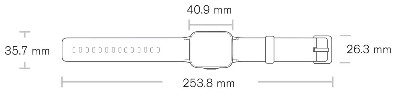 Haylou LS01 Smart Watch Size