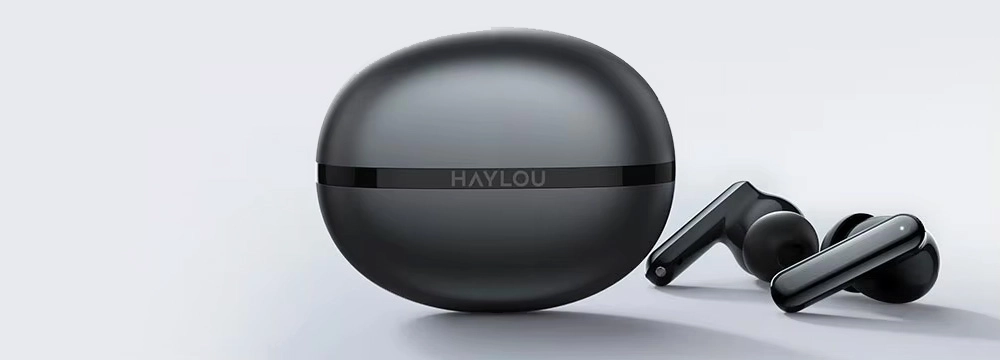 Fones e estojo pretos HAYLOU Flowbuds N50
