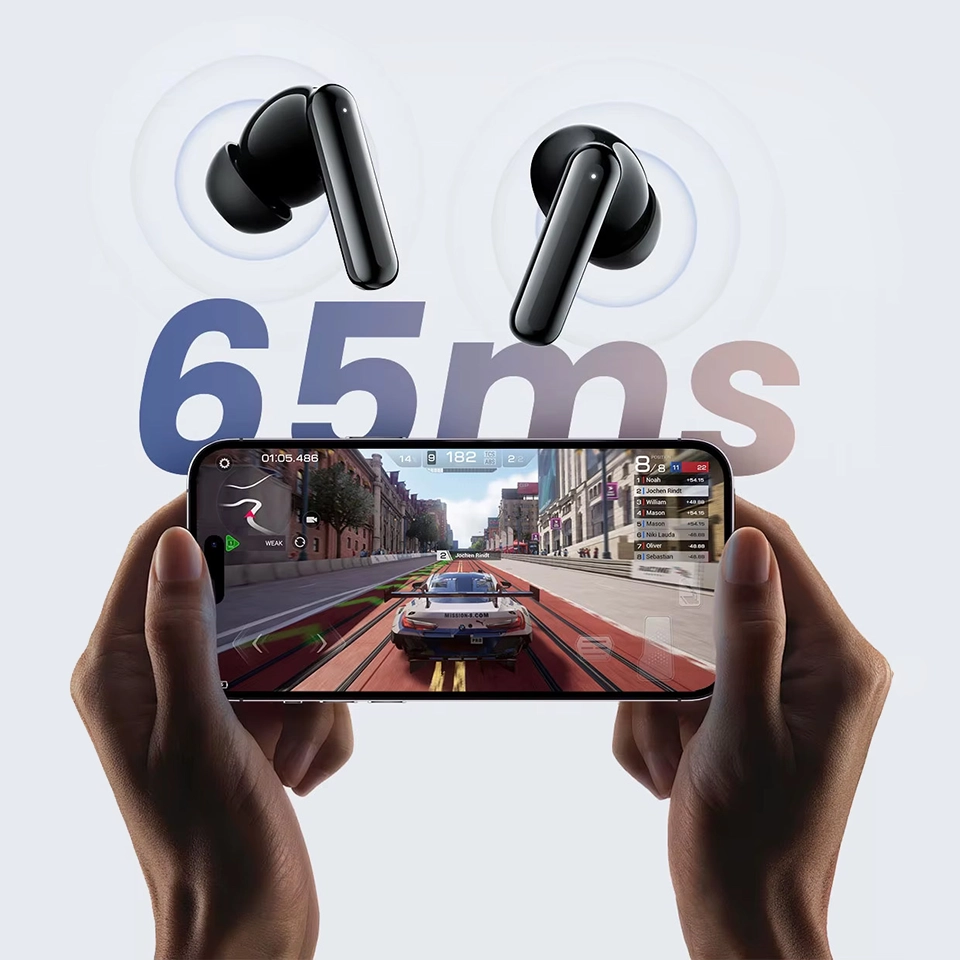 HAYLOU Flowbuds N50 com baixa latência de 65 ms para jogos