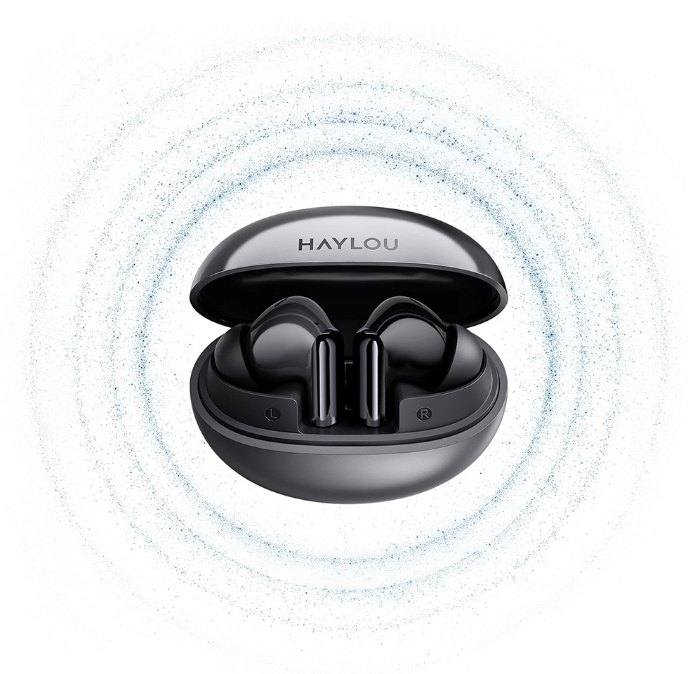 Estojo de carregamento dos fones HAYLOU Flowbuds N55 aberto