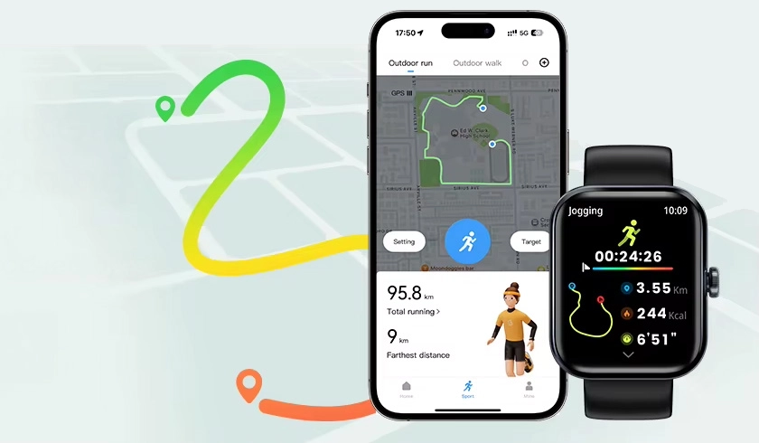 Haylou Watch 4 ao lado do smartphone