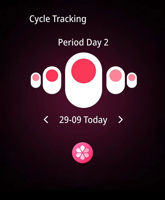 Ecrã de seguimento do ciclo do HAYLOU Watch 4