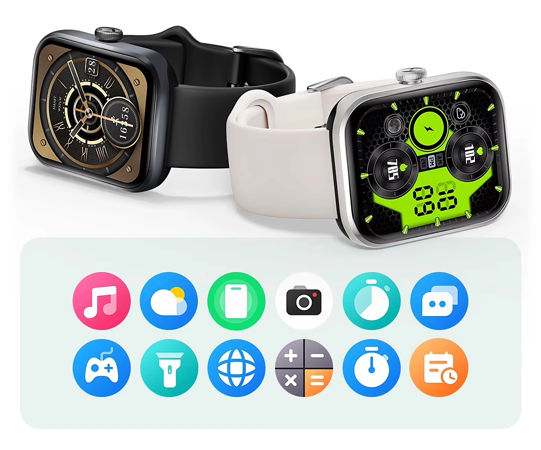 Relógios inteligentes HAYLOU Watch 4 em preto e branco